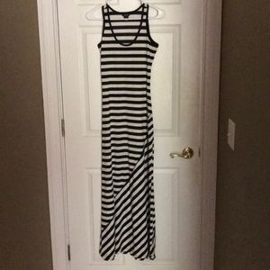 Black and white striped maxi dress
